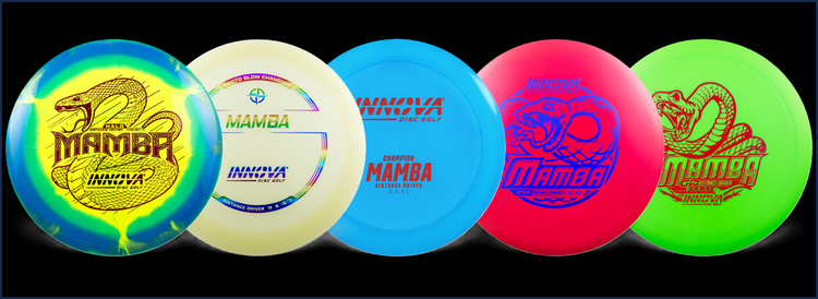 Mamba discs in various plastics: Star Halo, Champion Glow, Champion, Star, and G-Star.