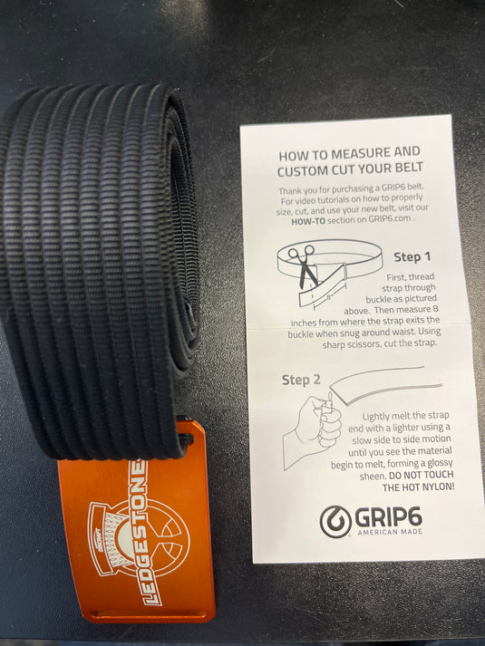 Grip6 One Size Black Strap with Orange Ledgestone Buckle