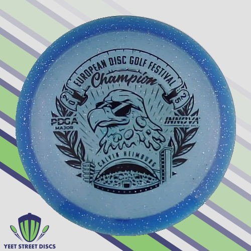 2025 Calvin Heimburg European Disc Golf Festival Metal Flake Champion Eagle - Innova 174.80g